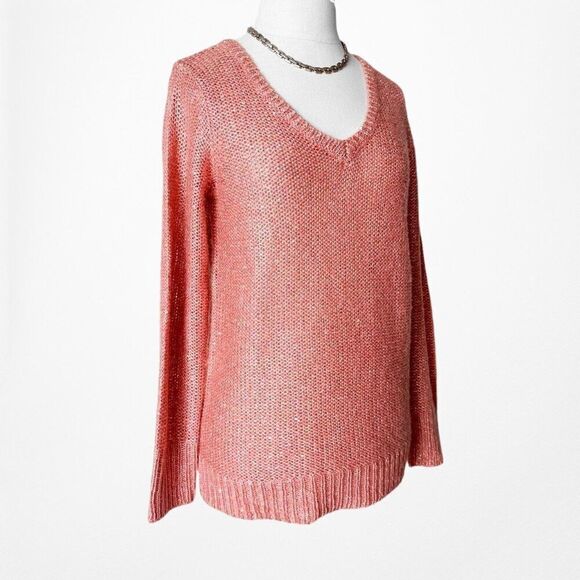 Vintage Y2K Apt. 9 Pink Sequin V-Neck Pullover Knit Sweater Top Size S - Picture 5 of 7